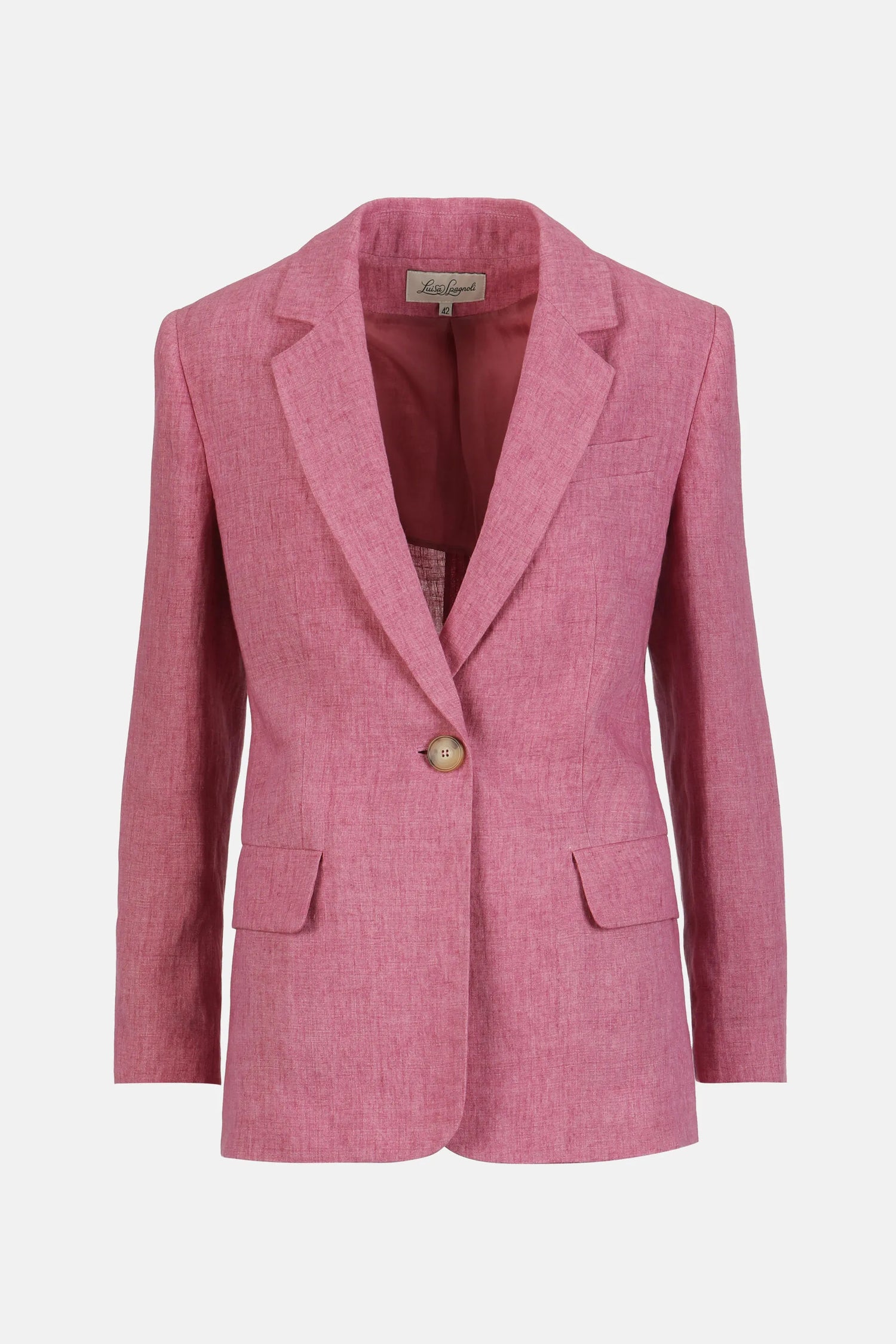 Luisa Spagnoli Rosa Melange Women Vetrate - Classic Linen Blazer SKU: VETRATE_0338 Image 06