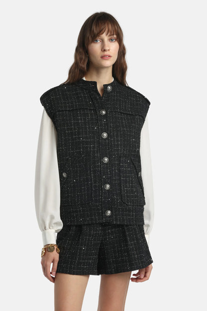 Luisa Spagnoli_Black_Vignolo - Bon-Ton Vest With Lurex Details_VIGNOLO_3062_01