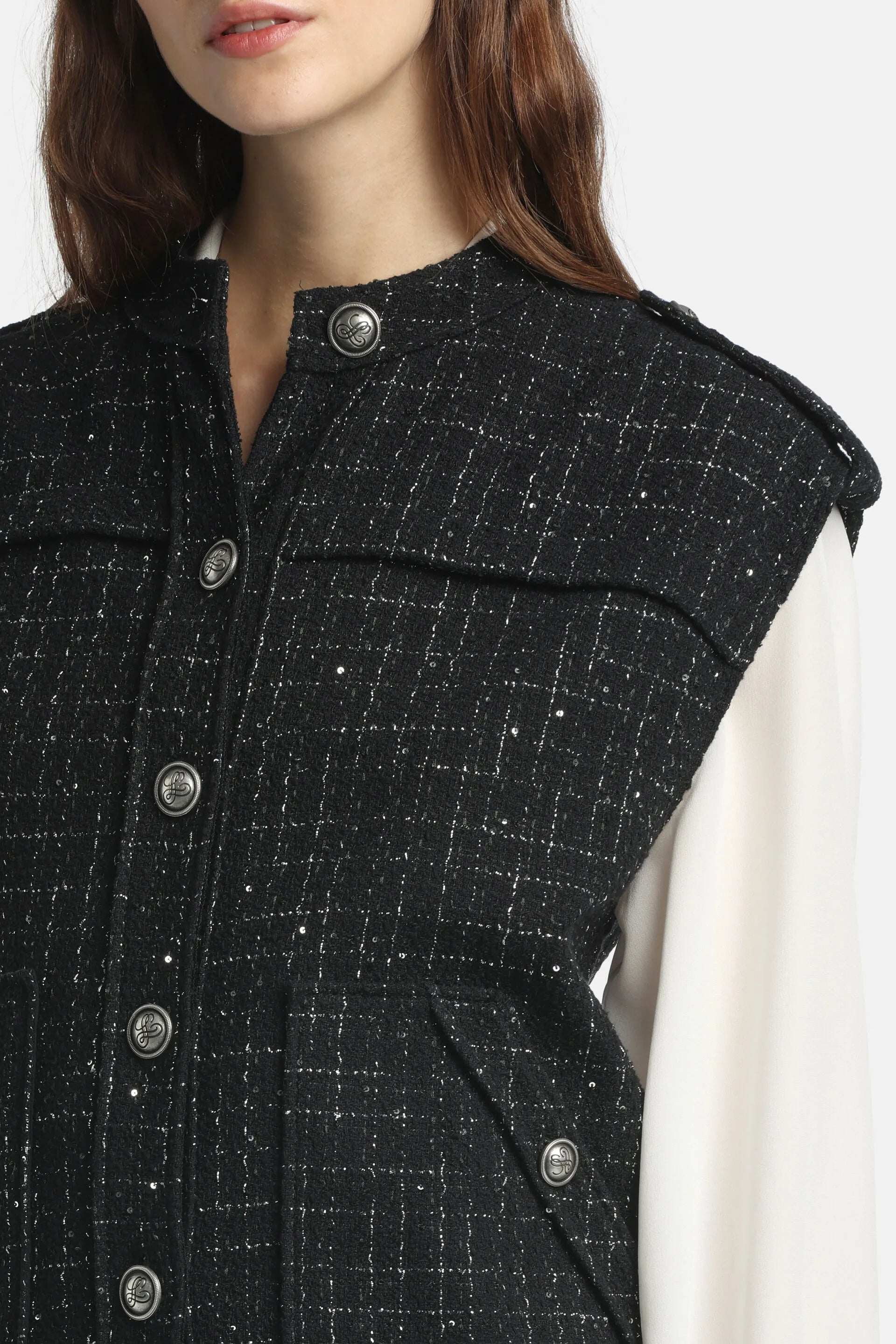Luisa Spagnoli_Black_Vignolo - Bon-Ton Vest With Lurex Details_VIGNOLO_3062_03