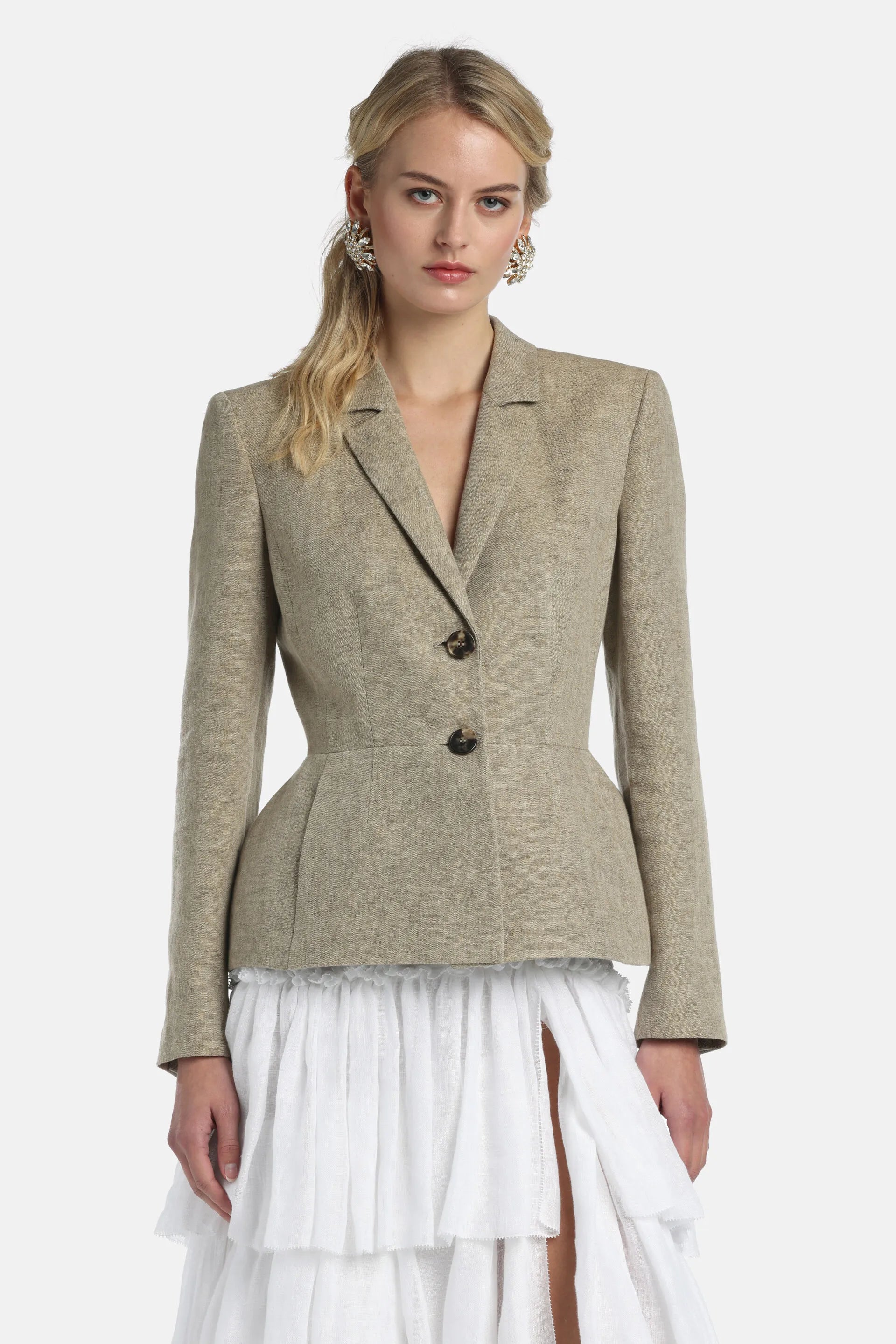 Luisa Spagnoli Pietra Women Vilmars - Linen Blazer - Fashion Show SKU: VILMARS_1121 Image 02