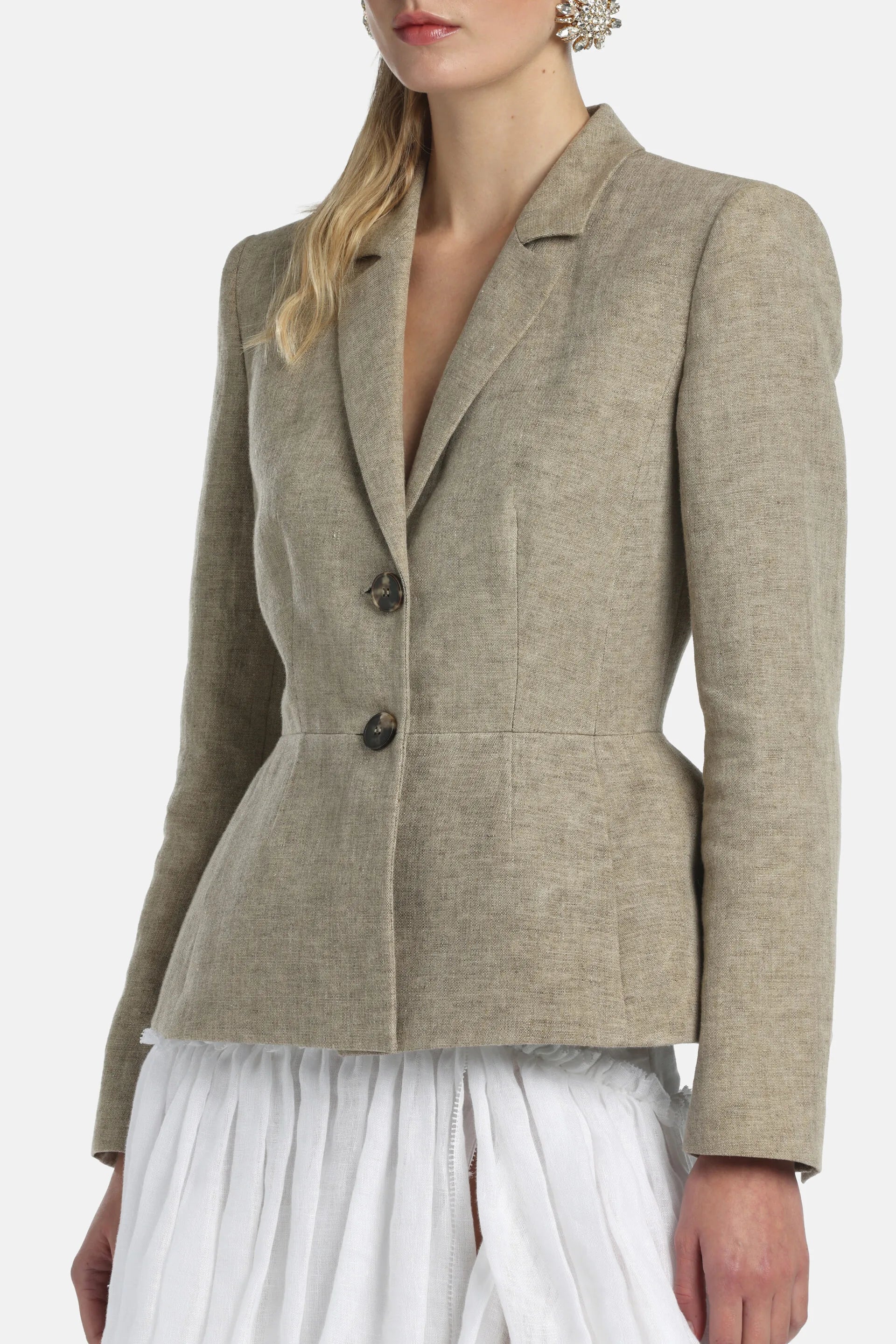 Luisa Spagnoli Pietra Women Vilmars - Linen Blazer - Fashion Show SKU: VILMARS_1121 Image 04