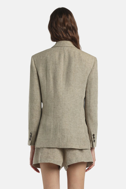 Luisa Spagnoli Pietra Women Vittorio - Double-Breasted Linen Jacket SKU: VITTORIO_1121 Image 02