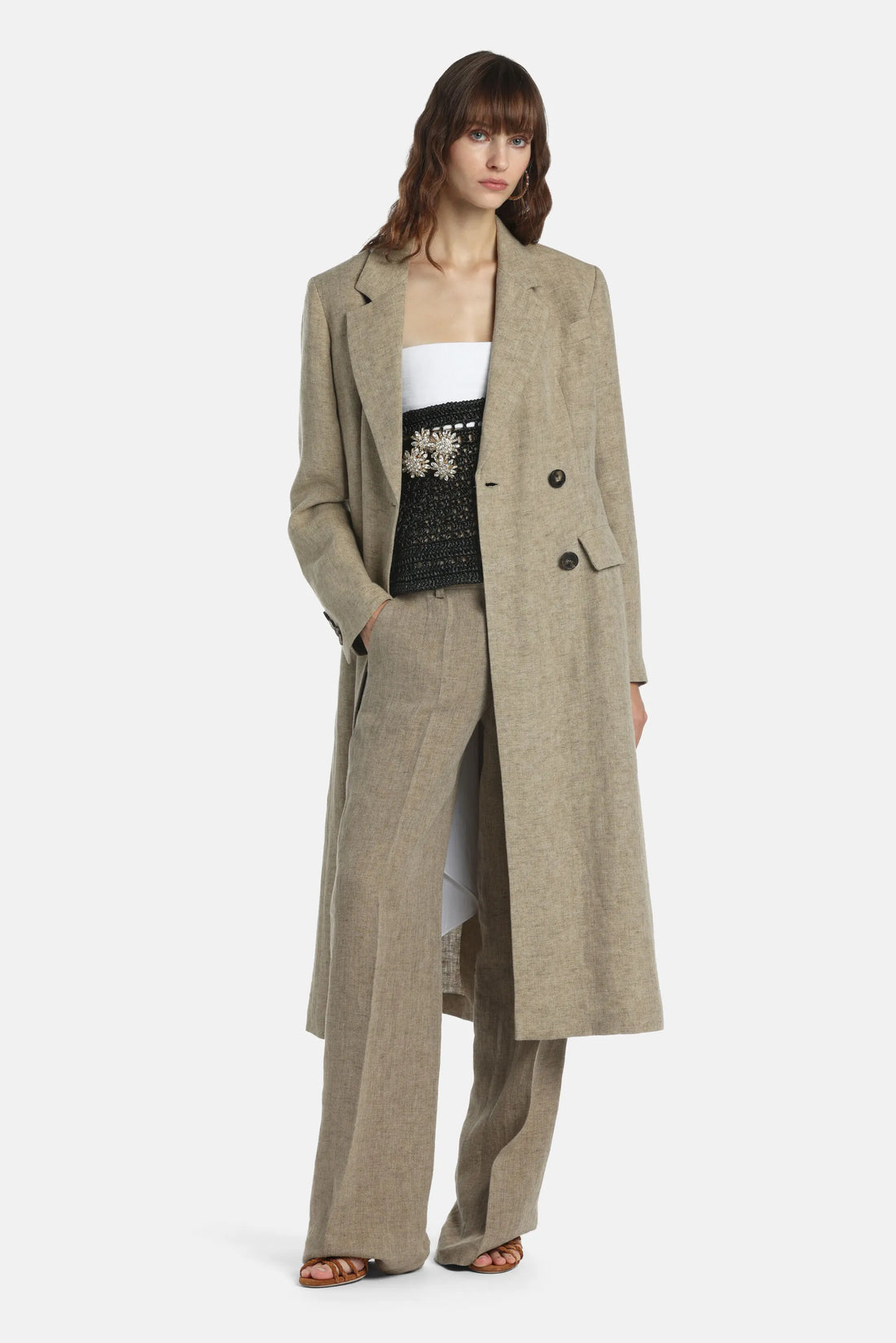 Luisa Spagnoli Pietra Women Vitullia - Double-Breasted Coat - Fashion Show SKU: VITULLIA_1121 Image 01