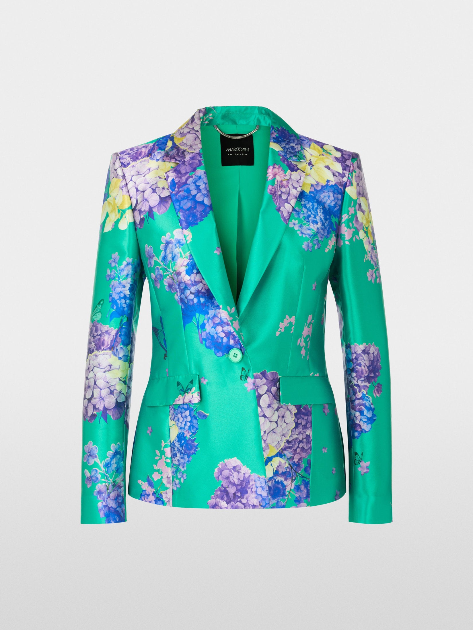 Marc Cain_Fitted Satin Blazer with Print_YG 34.07 W23_565_07