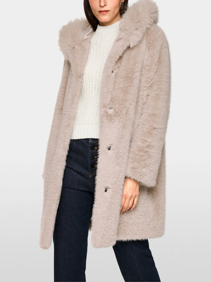 Marccain_Warm Stone_Faux Fur Coat with Hood_ZA 11.06 W87_646_06