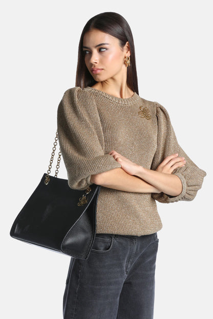 Luisa Spagnoli Oro Bronzato Women Zagra - Sweater with Balloon Sleeves SKU: ZAGRA_3192 Image 01