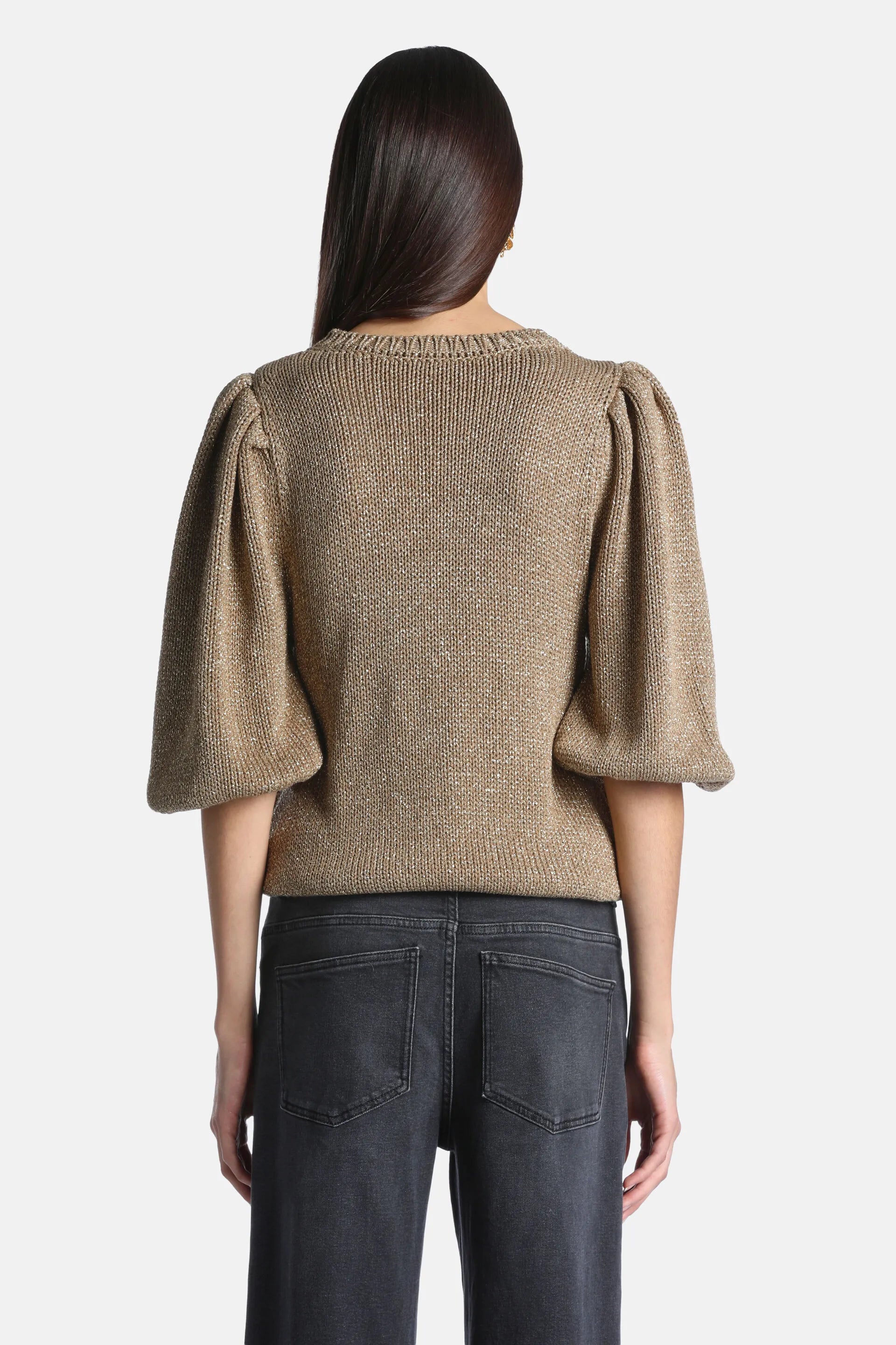 Luisa Spagnoli Oro Bronzato Women Zagra - Sweater with Balloon Sleeves SKU: ZAGRA_3192 Image 02
