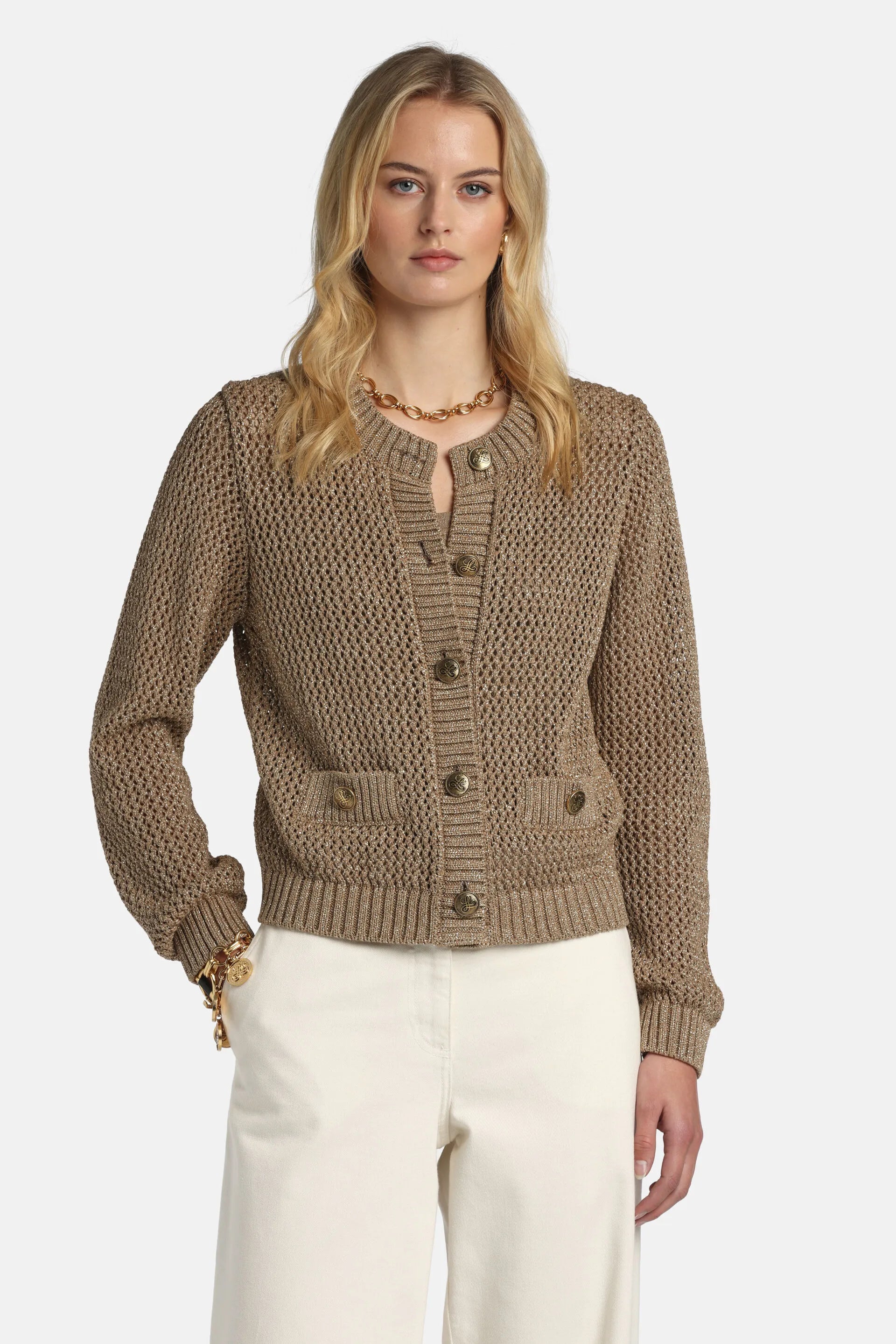 Luisa Spagnoli Oro Vecchio Women Zaia - Lurex Cardigan SKU: ZAIA_3192 Image 01