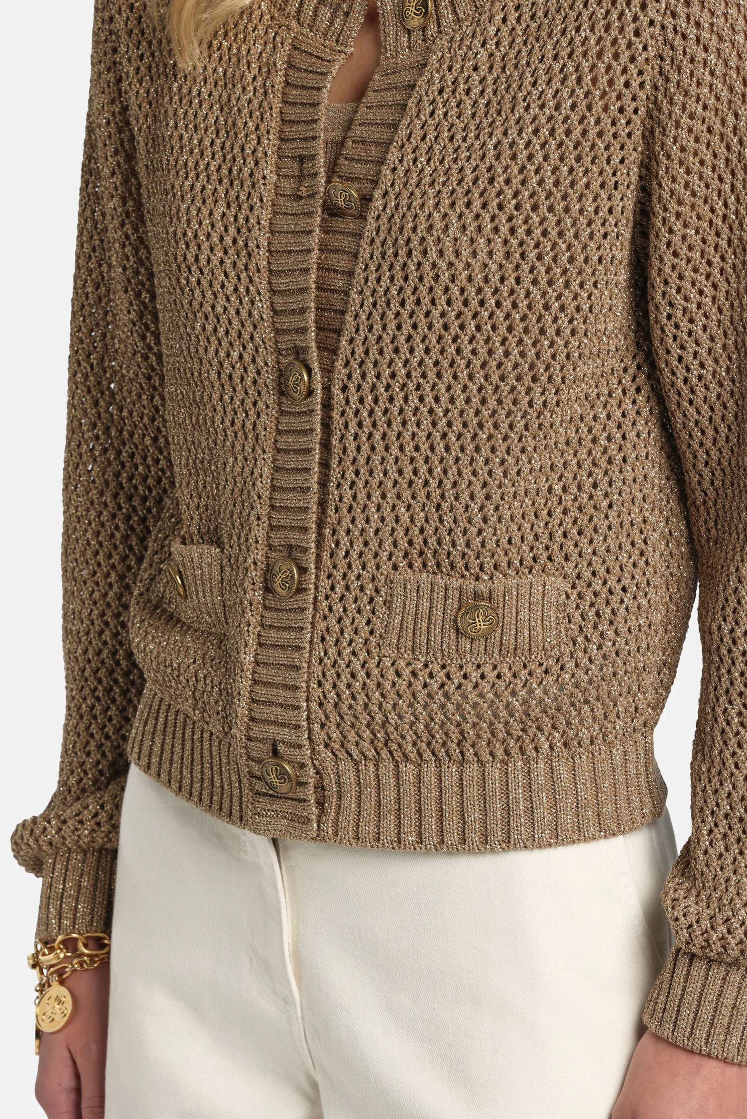 Luisa Spagnoli Oro Vecchio Women Zaia - Lurex Cardigan SKU: ZAIA_3192 Image 04