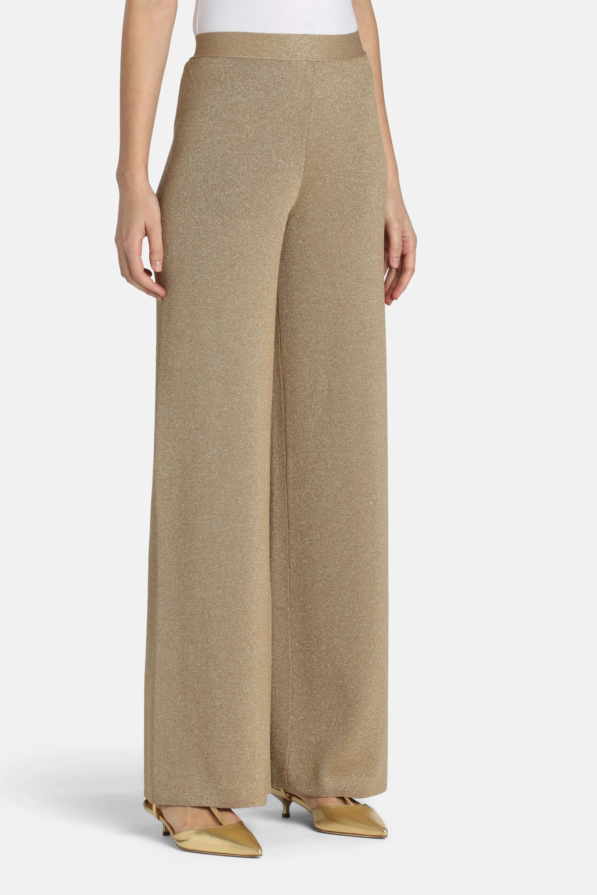 Luisa Spagnoli Oro Vecchio Women Zavorra - Lurex Relaxed-Fit Trousers SKU: ZAVORRA B_3434 Image 01