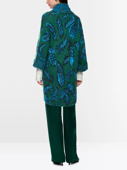 Marccain_Dark Jade Green_Knitted in Germany Jacquard Cape Coat_ZC 11.16 M63_556_02