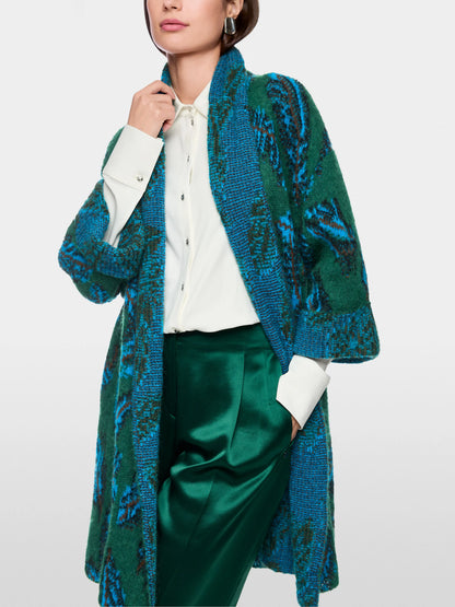 Marccain_Dark Jade Green_Knitted in Germany Jacquard Cape Coat_ZC 11.16 M63_556_05