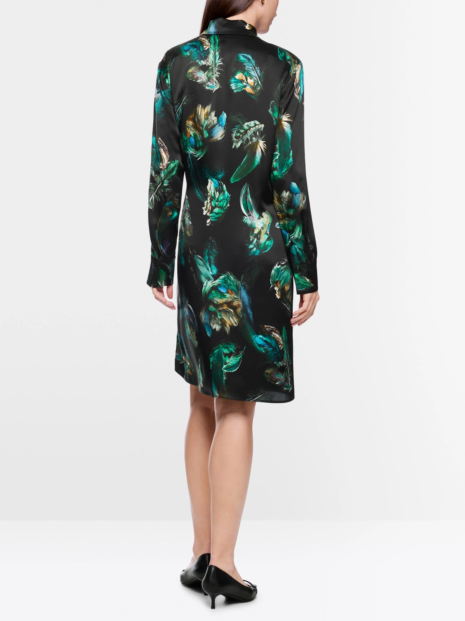 Marccain_Dark Jade Green_Silk Dress with Feather Print_ZC 21.32 W81_556_02