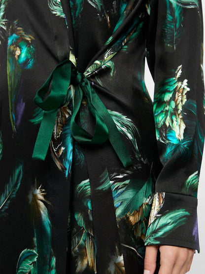 Marccain_Dark Jade Green_Silk Dress with Feather Print_ZC 21.32 W81_556_04