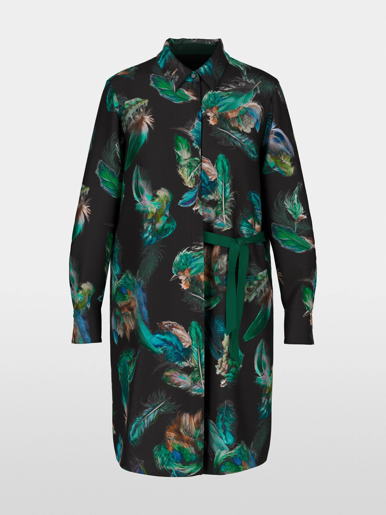 Marccain_Dark Jade Green_Silk Dress with Feather Print_ZC 21.32 W81_556_06