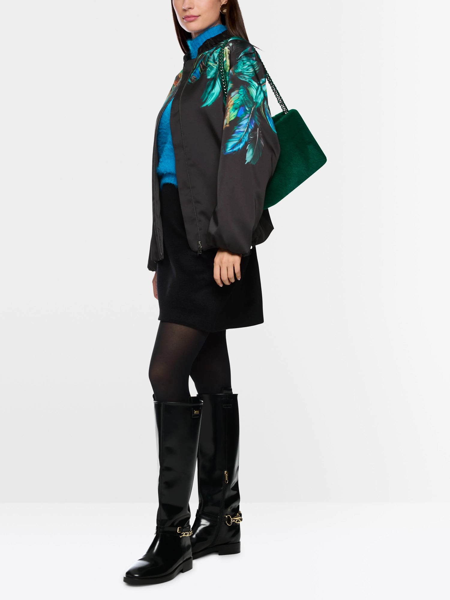 Marccain_Dark Jade Green_Blouson with Feather Print_ZC 31.17 W85_556_04