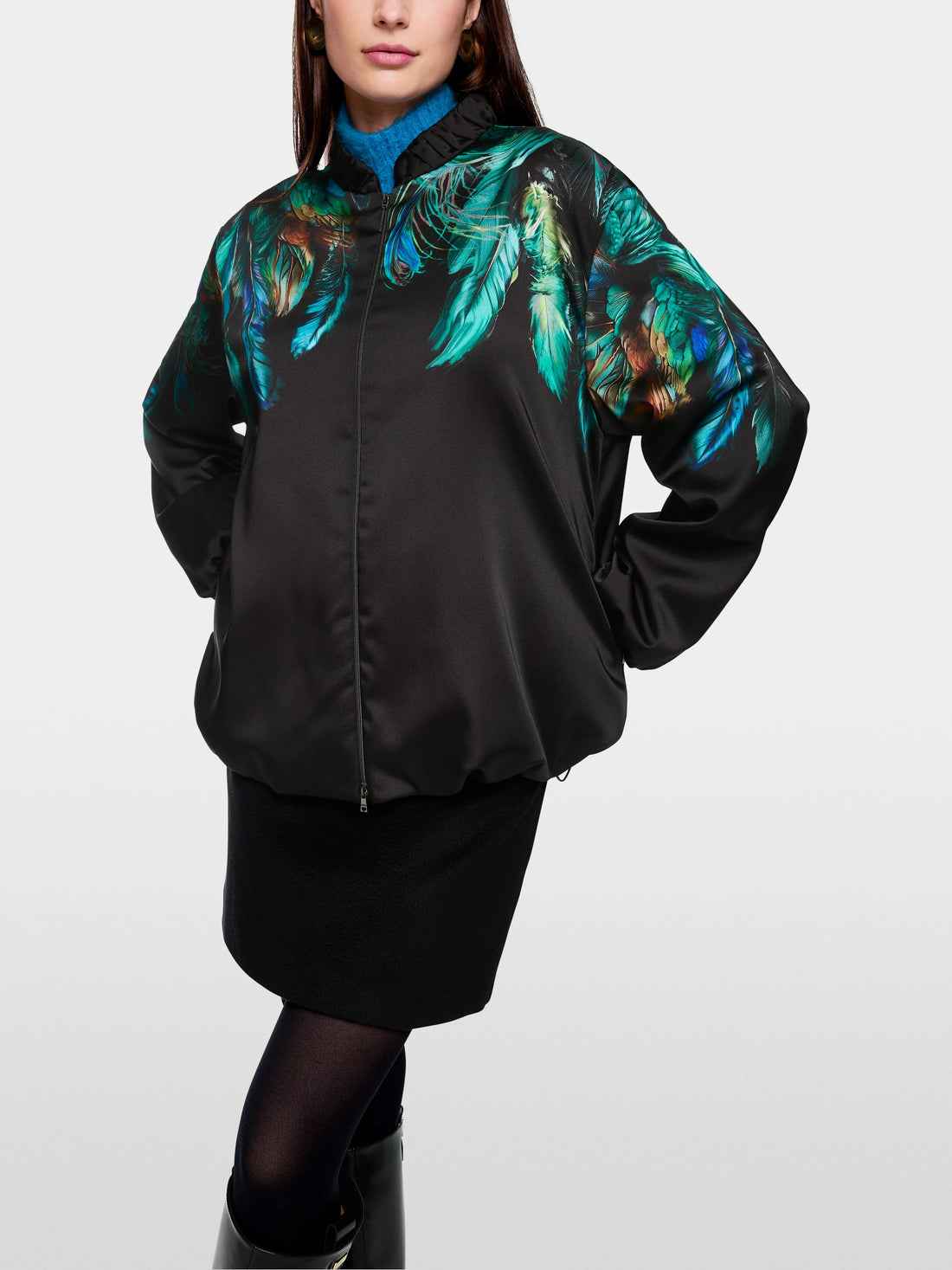 Marccain_Dark Jade Green_Blouson with Feather Print_ZC 31.17 W85_556_05