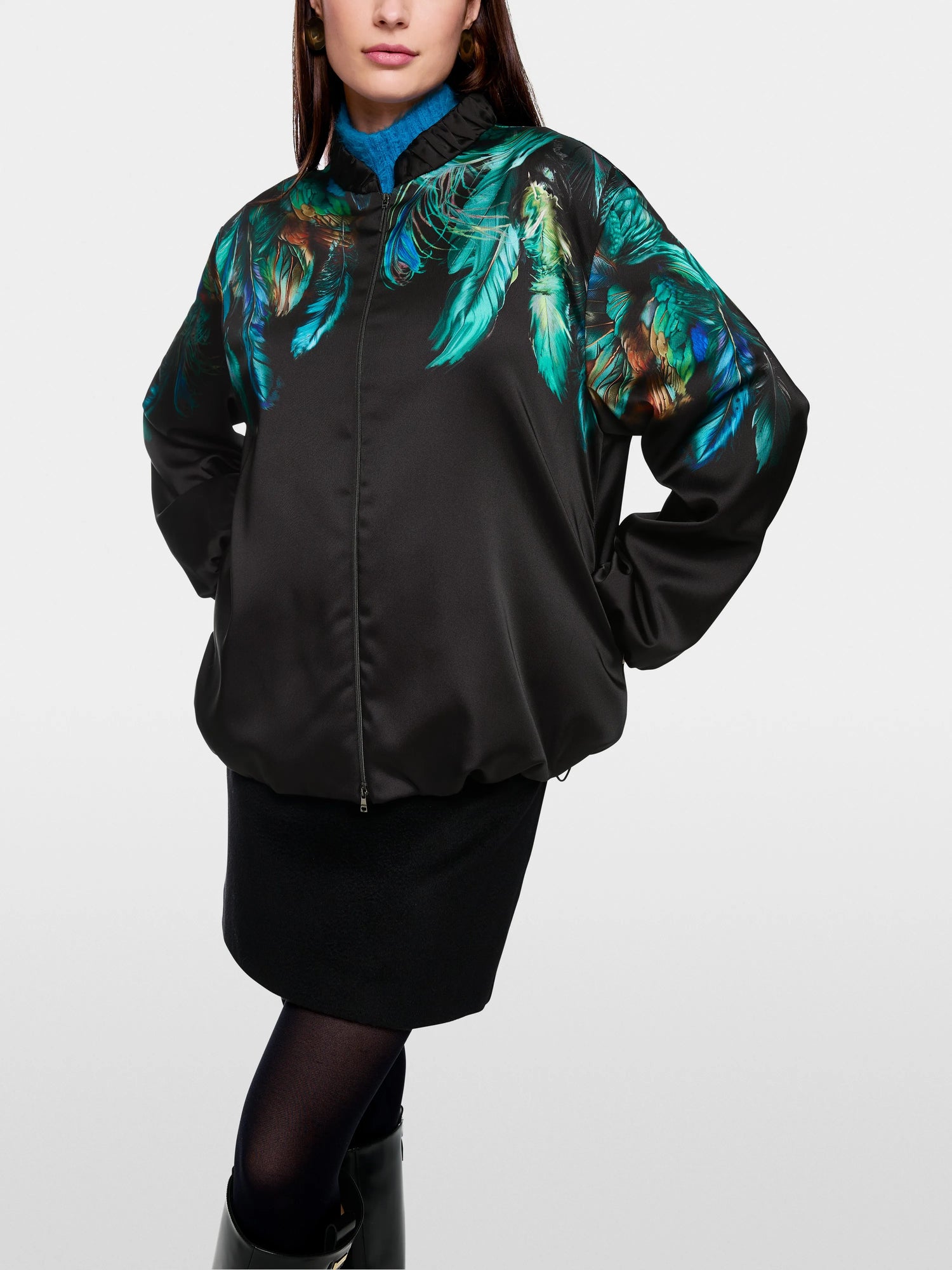Marccain_Dark Jade Green_Blouson with Feather Print_ZC 31.17 W85_556_05