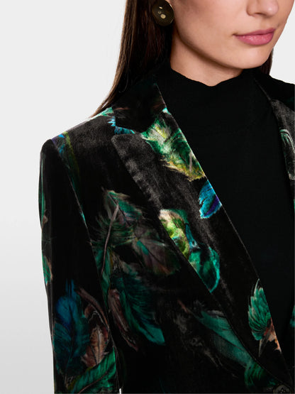 Marccain_Dark Jade Green_Velvet Blazer with Feather Print_ZC 34.19 W79_556_03