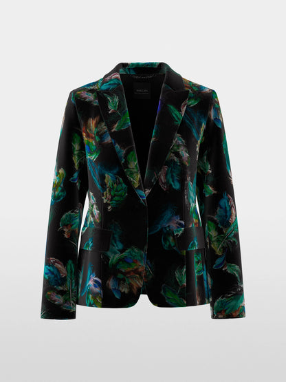 Marccain_Dark Jade Green_Velvet Blazer with Feather Print_ZC 34.19 W79_556_07