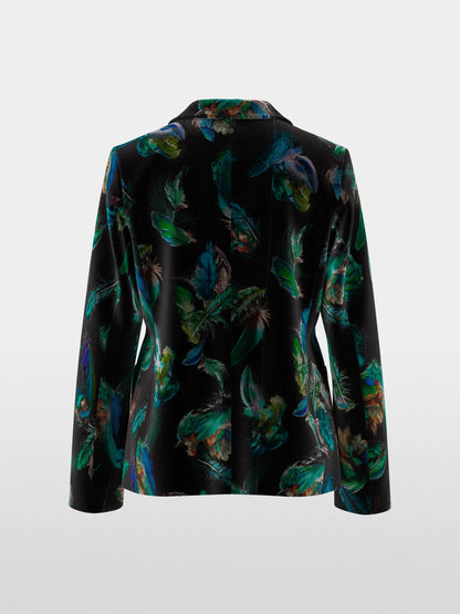 Marccain_Dark Jade Green_Velvet Blazer with Feather Print_ZC 34.19 W79_556_08