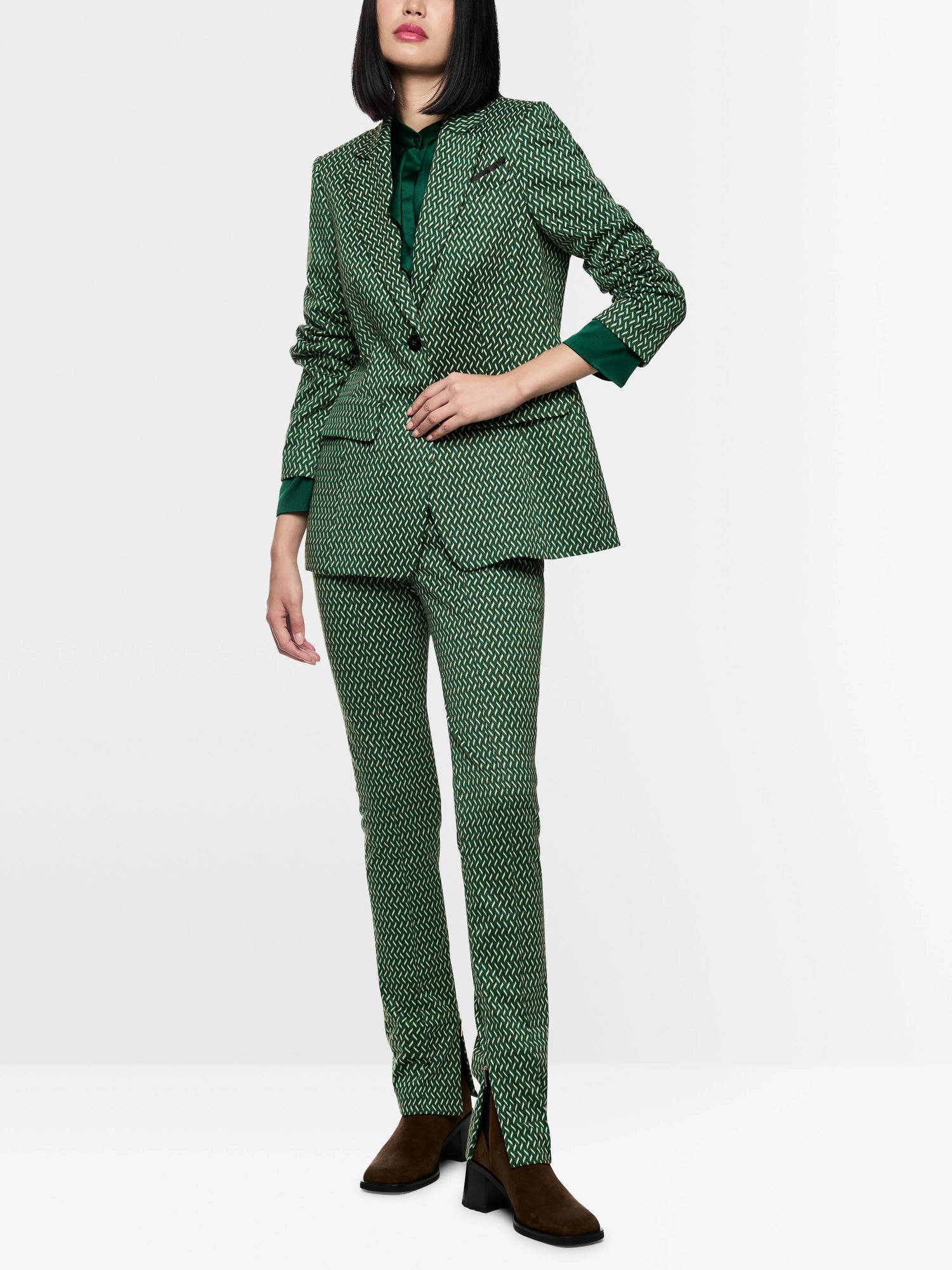 Marccain_Dark Jade Green_Blazer with Herringbone Pattern_ZC 34.22 J33_556_01