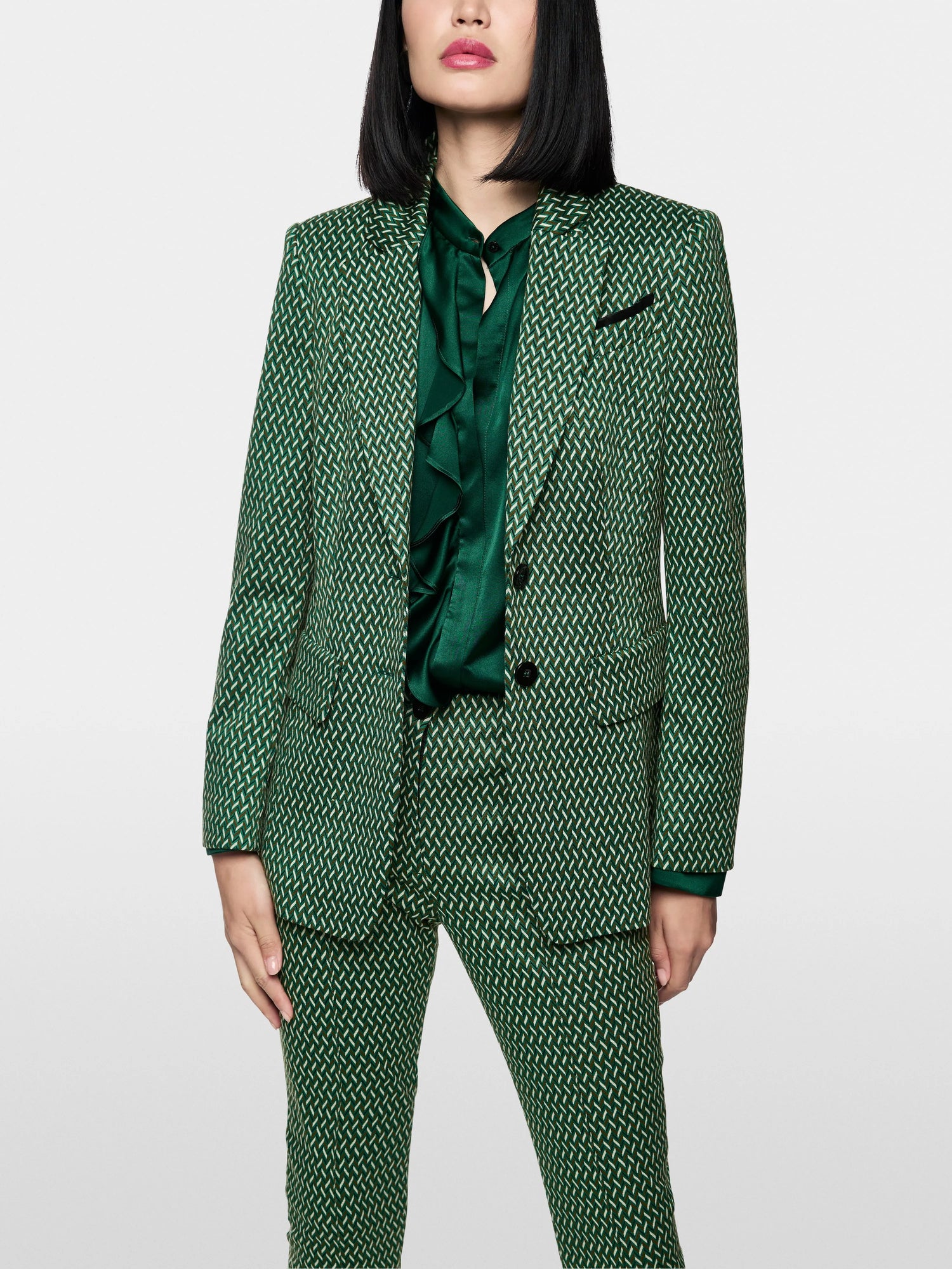 Marccain_Dark Jade Green_Blazer with Herringbone Pattern_ZC 34.22 J33_556_05