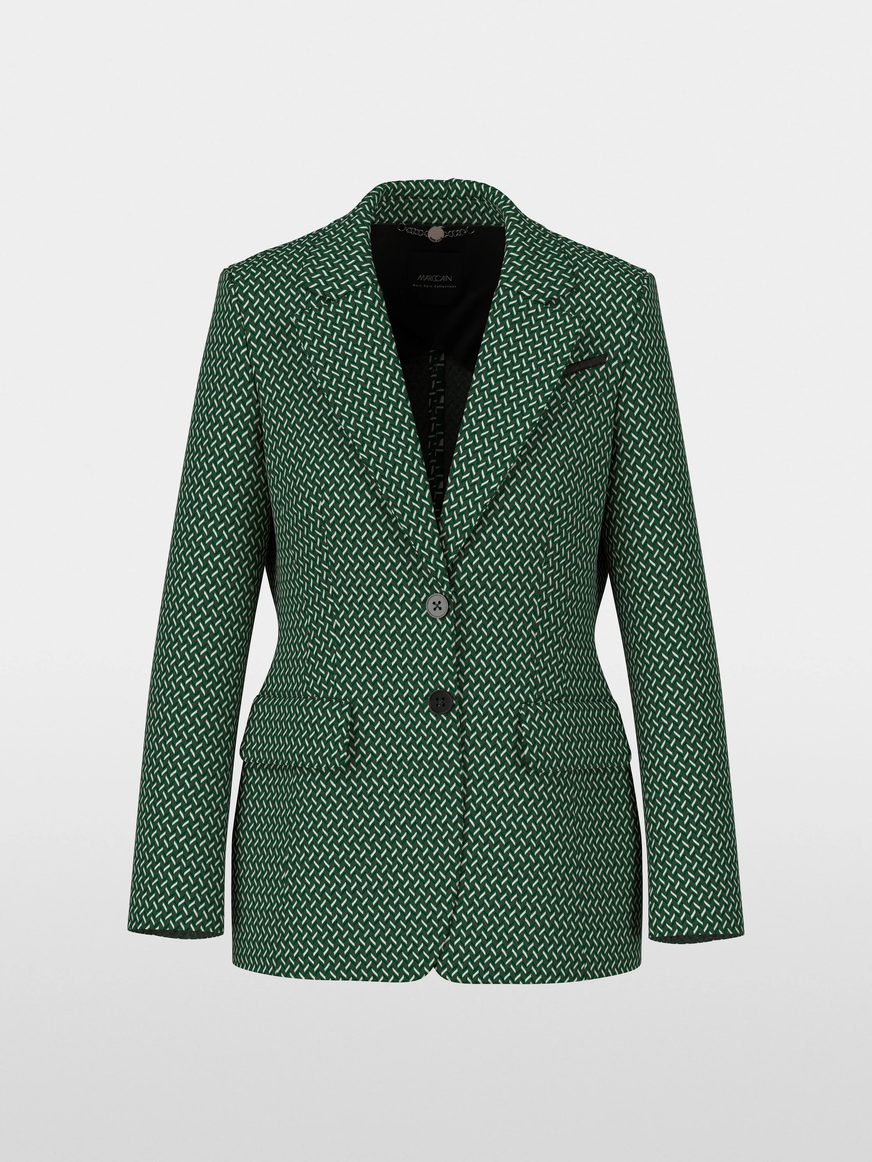 Marccain_Dark Jade Green_Blazer with Herringbone Pattern_ZC 34.22 J33_556_06