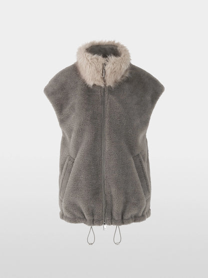 Marc Cain_Soft Charcoal_Cosy Waistcoat with Faux Fur Collar_ZC 37.01 W63_836_07