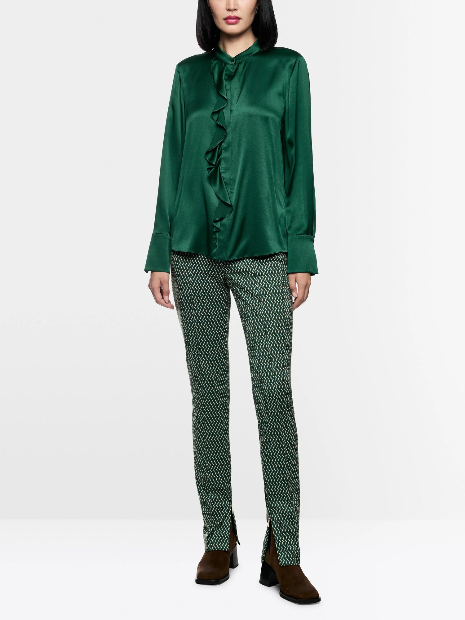 Marccain_Dark Jade Green_Silk Blouse with Flounce_ZC 51.24 W78_556_01