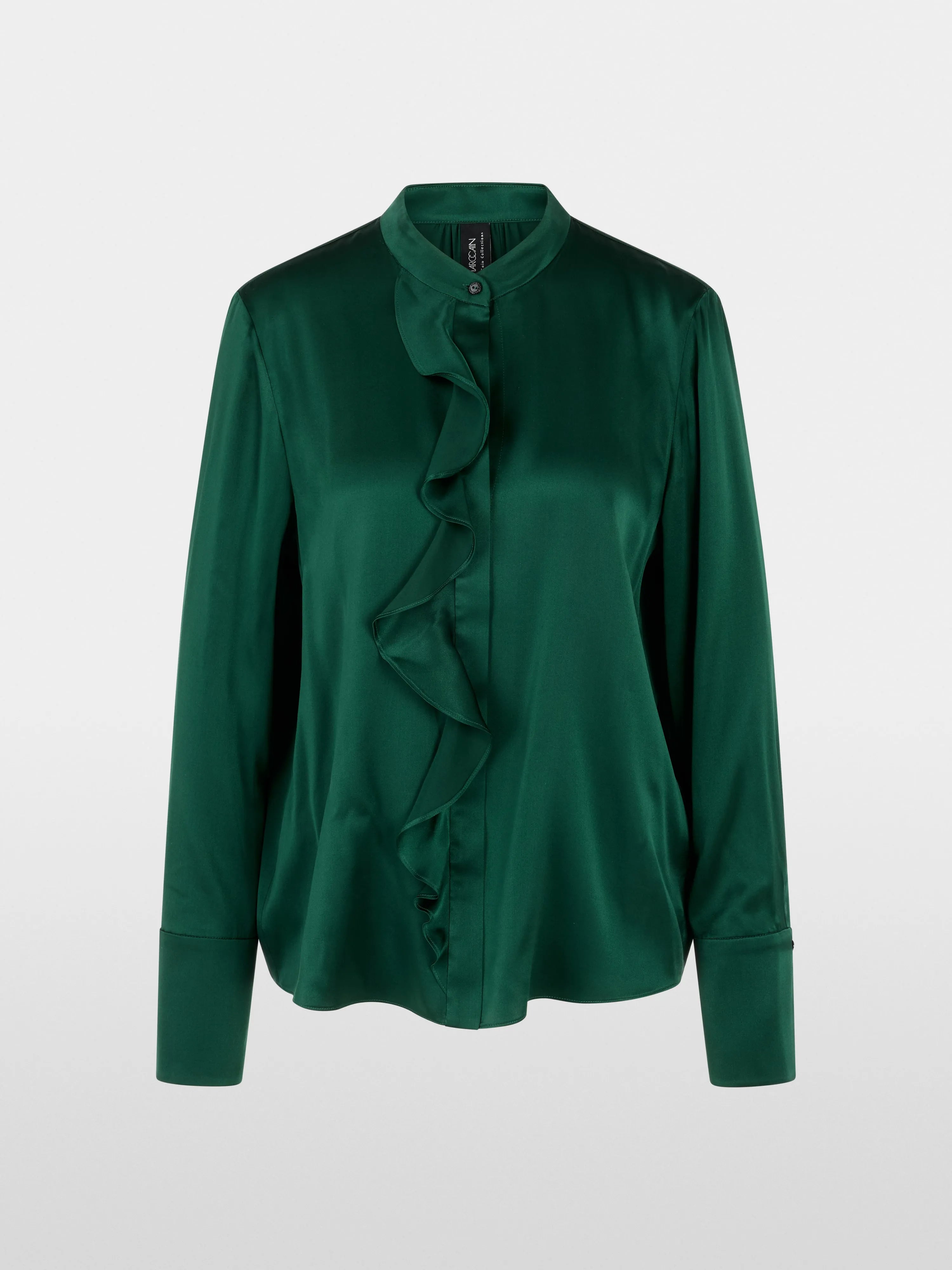 Marccain_Dark Jade Green_Silk Blouse with Flounce_ZC 51.24 W78_556_07