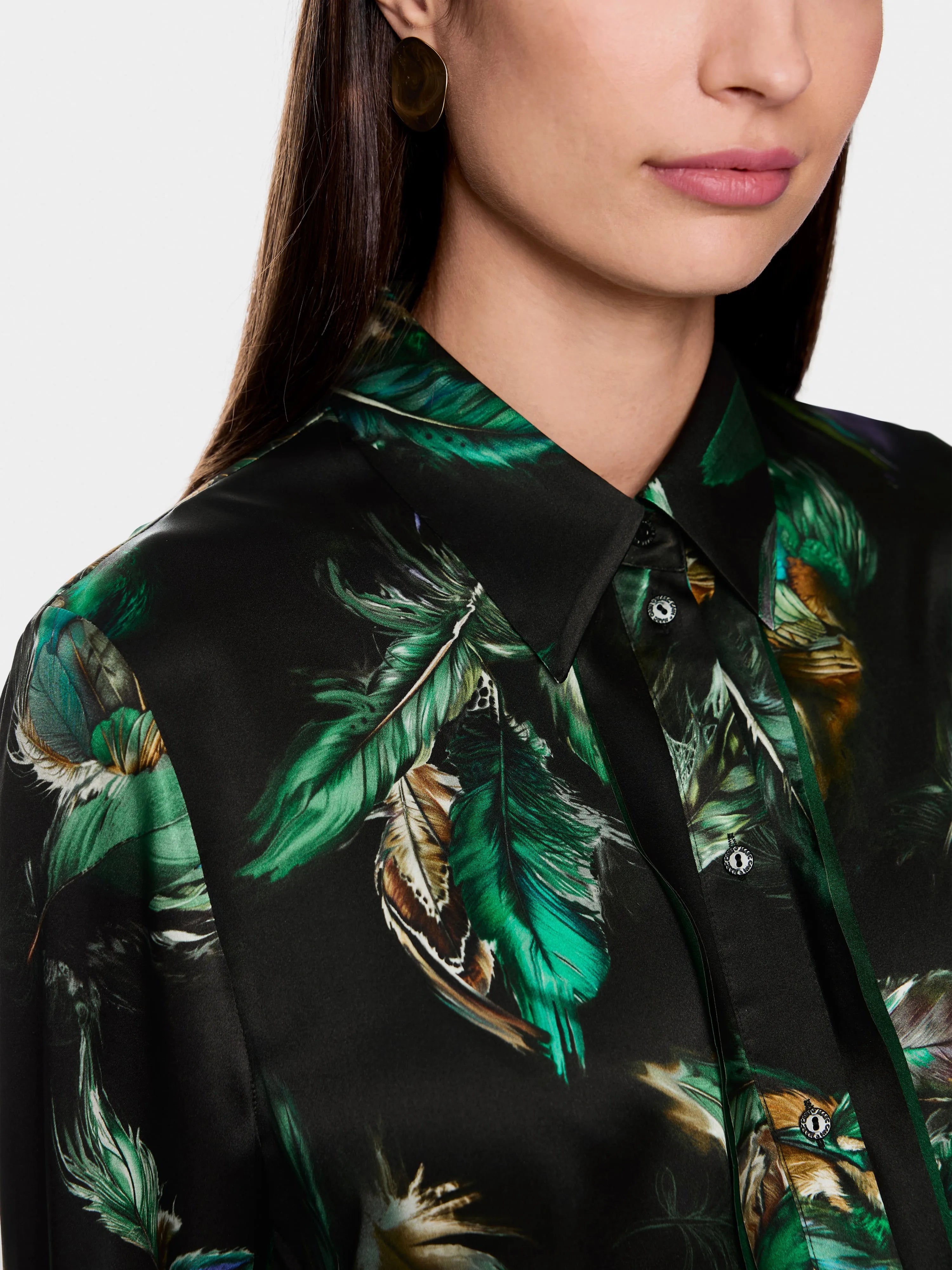 Marccain_Dark Jade Green_Silk Blouse with Feather Print_ZC 51.29 W81_556_03
