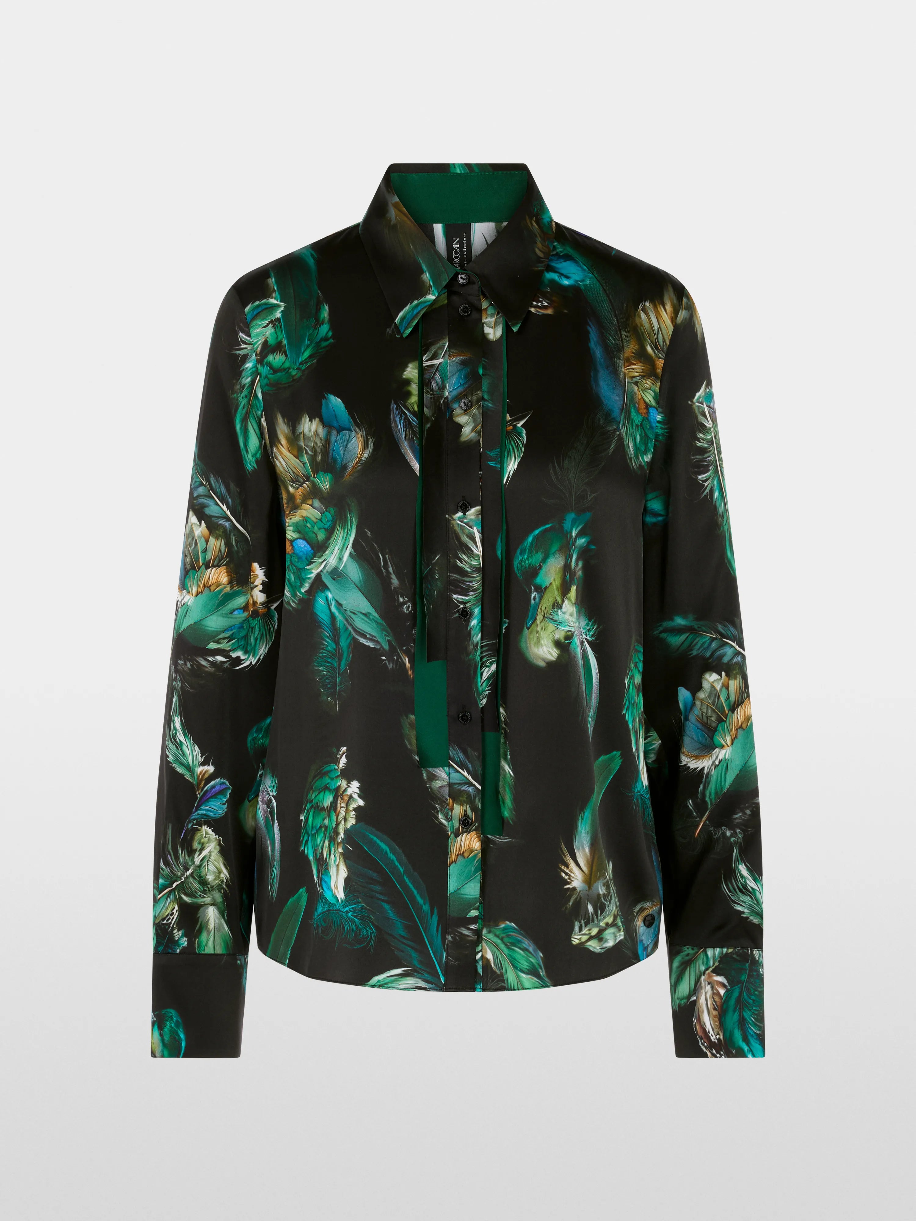Marccain_Dark Jade Green_Silk Blouse with Feather Print_ZC 51.29 W81_556_06