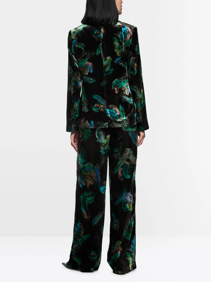 Marccain_Dark Jade Green_WARRI Velvet Trousers with Print_ZC 81.30 W79_556_02
