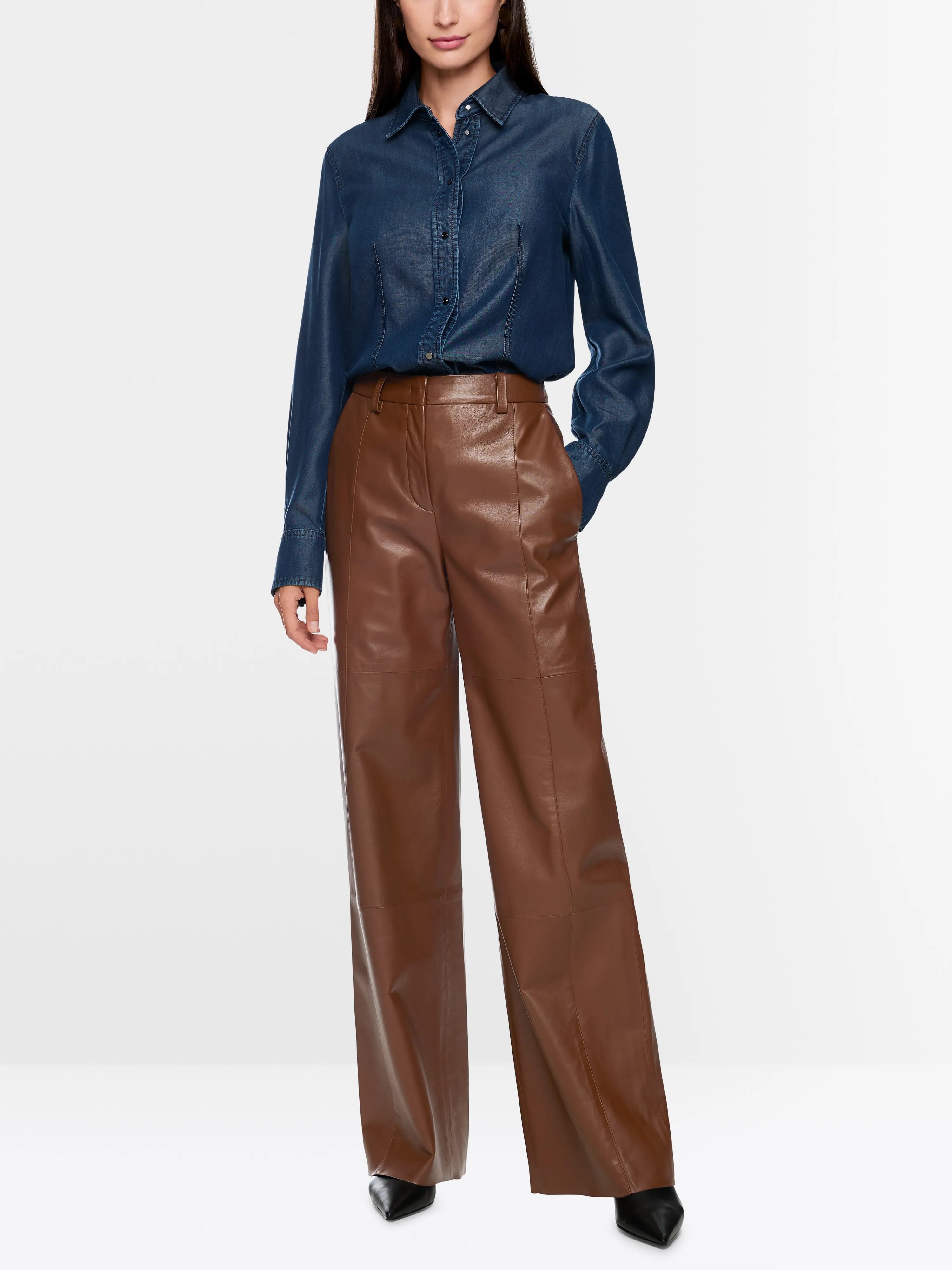 Marccain_Dark Chestnut Brown_WARRI High-Waist Leather Trousers_ZC 81.33 L27_639_01