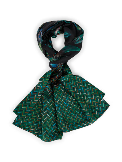 Marccain_Dark Jade Green_Silk Scarf with Print Mix_ZC B4.15 Z44_556_02