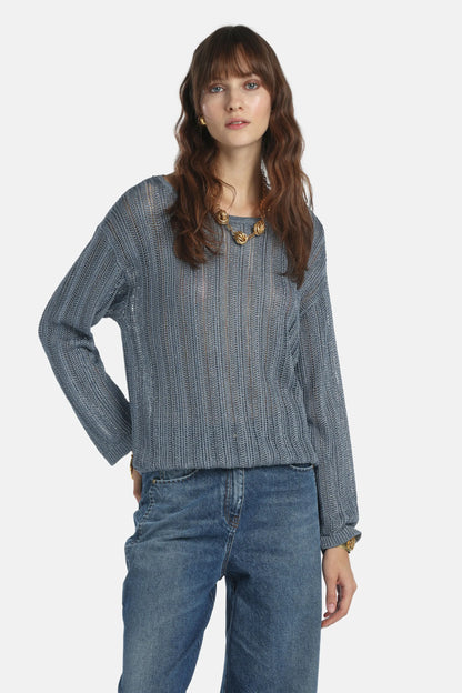 Luisa Spagnoli Celeste Women Zebrino - Openwork Sweater SKU: ZEBRINO_0604 Image 01