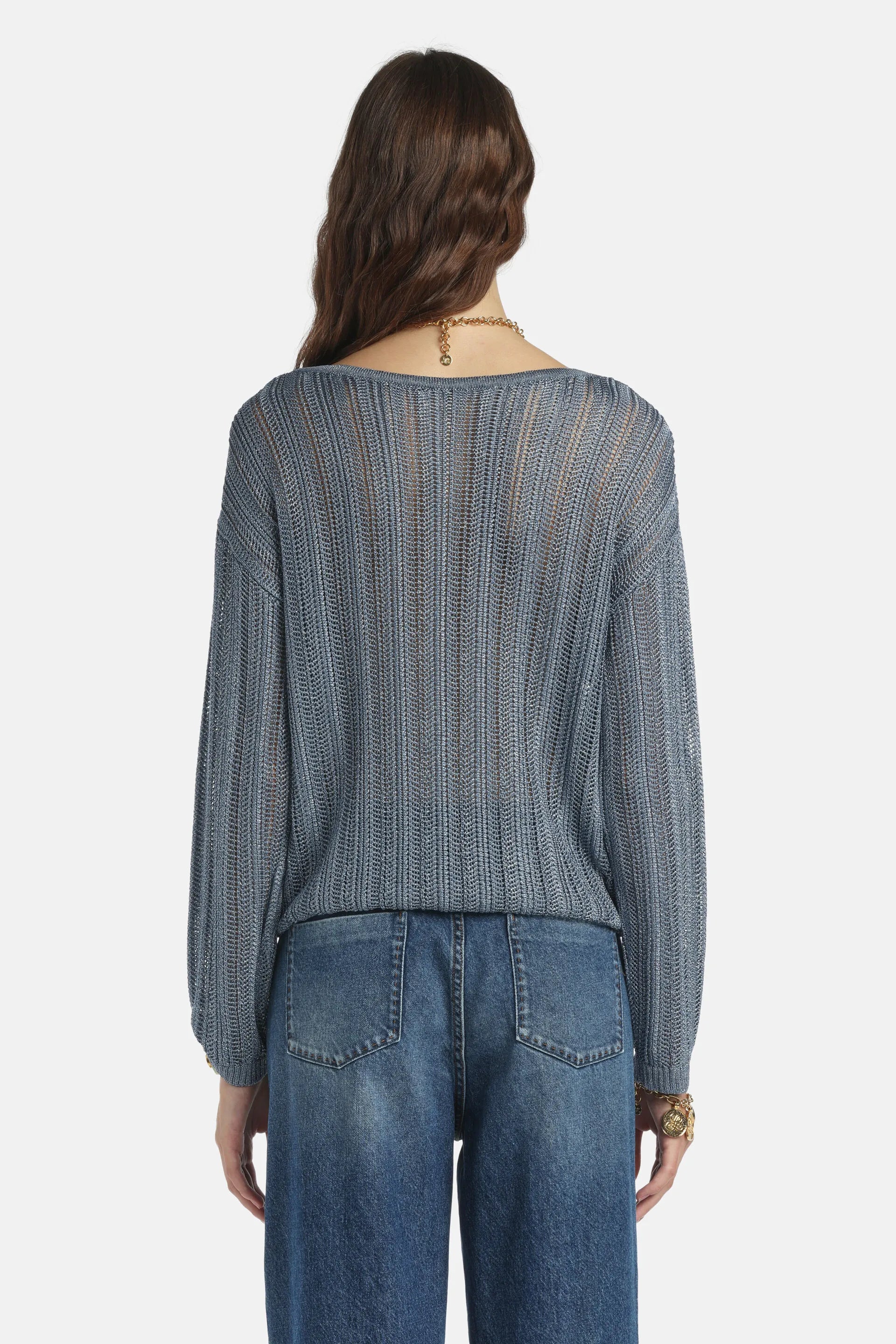 Luisa Spagnoli Celeste Women Zebrino - Openwork Sweater SKU: ZEBRINO_0604 Image 02