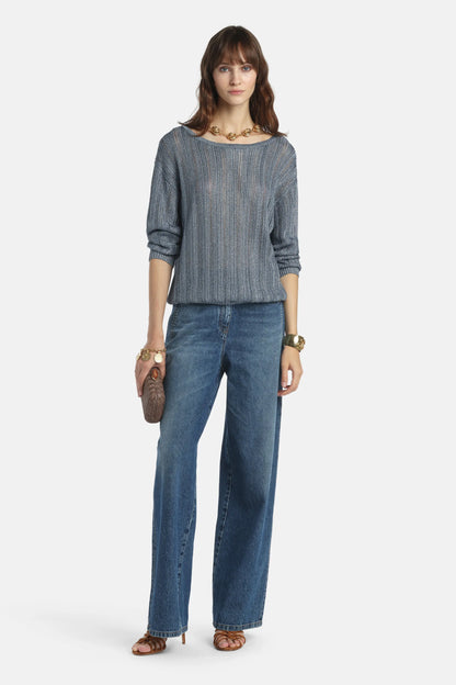 Luisa Spagnoli Celeste Women Zebrino - Openwork Sweater SKU: ZEBRINO_0604 Image 05