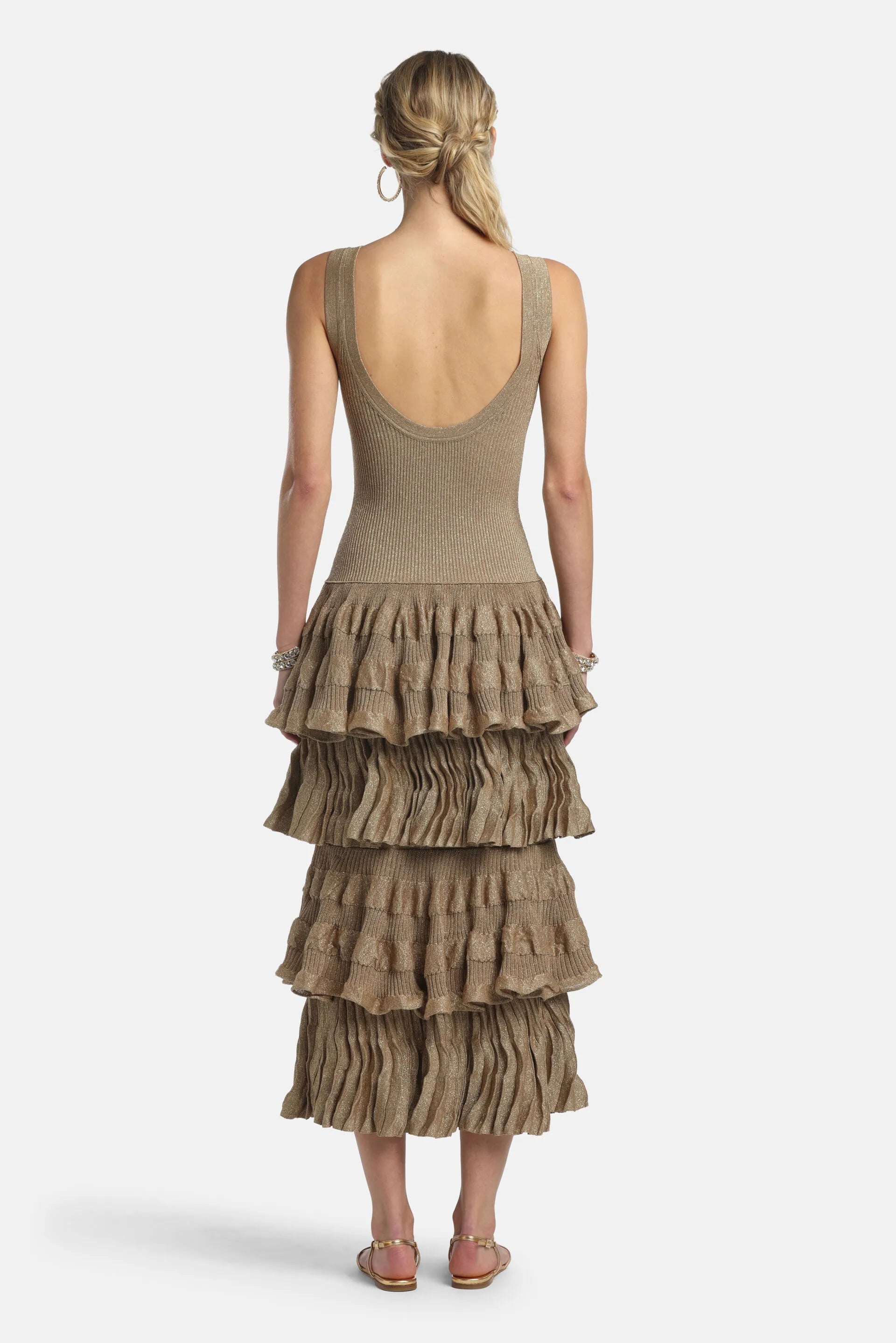 Luisa Spagnoli Oro Vecchio Women Zefiro - Tiered Maxi Dress - Fashion Show SKU: ZEFIRO_3434 Image 02