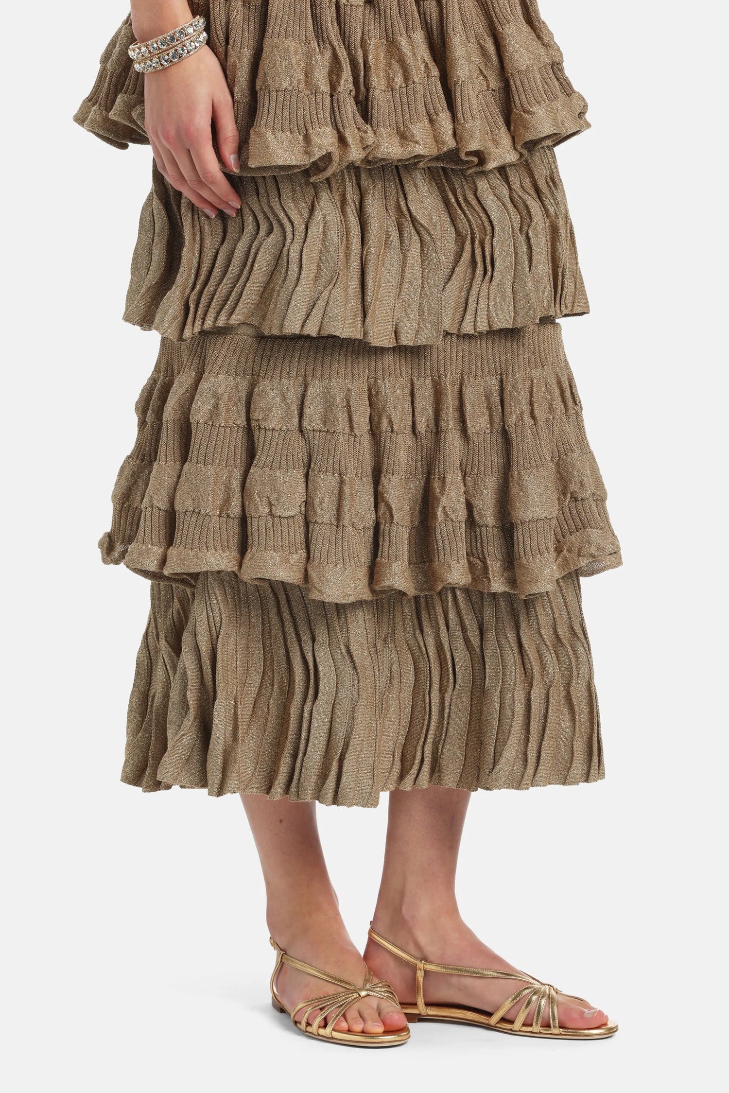 Luisa Spagnoli Oro Vecchio Women Zefiro - Tiered Maxi Dress - Fashion Show SKU: ZEFIRO_3434 Image 04