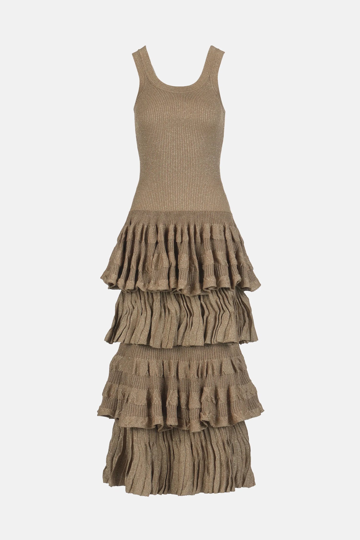 Luisa Spagnoli Oro Vecchio Women Zefiro - Tiered Maxi Dress - Fashion Show SKU: ZEFIRO_3434 Image 05