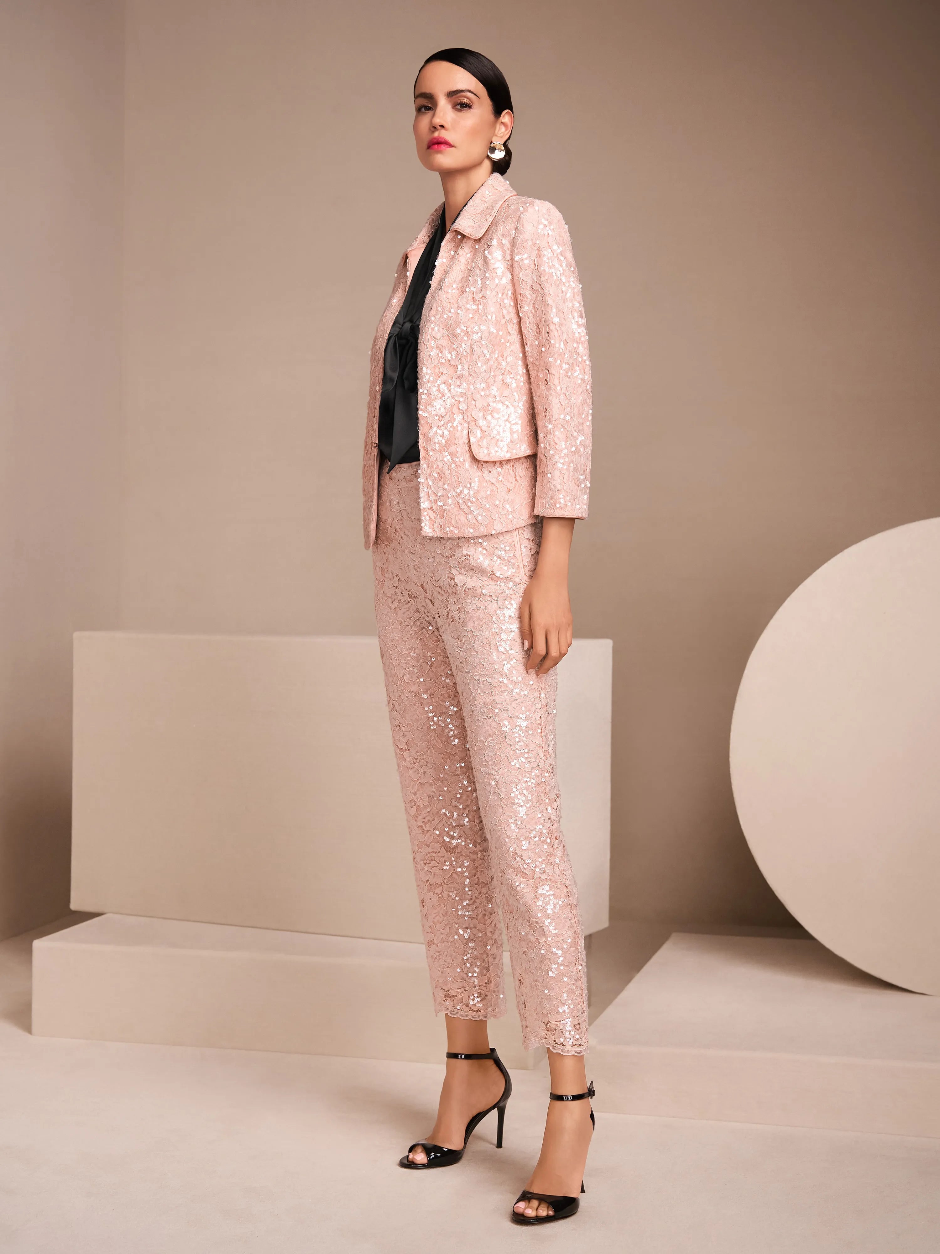 Marc Cain_Evening Sand_FRIA Trousers with Sequins and Lace_ZG 81.08 W16_164_08