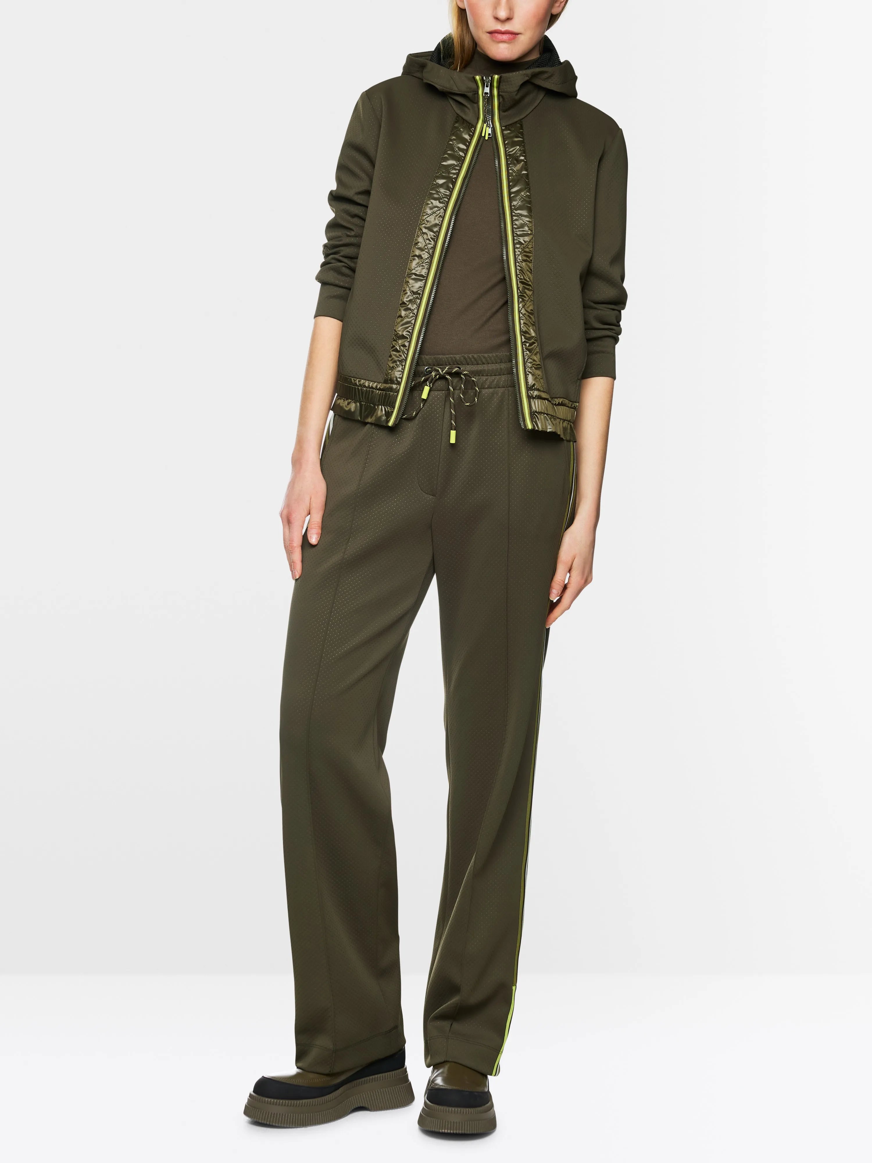 Marc Cain_Olive Drab_Sporty Jacket with Contrasting Stripes_ZS 31.08 J18_595_01