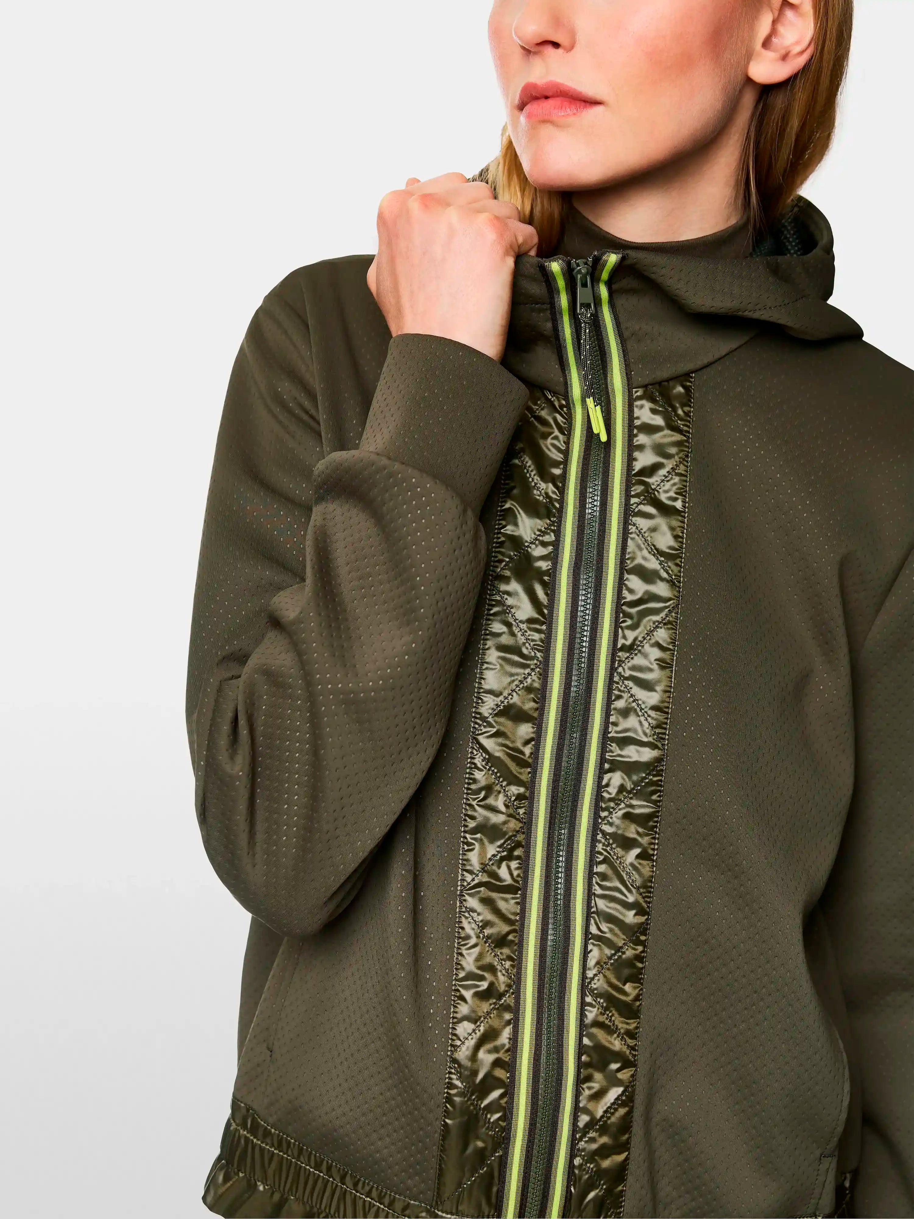 Marc Cain_Olive Drab_Sporty Jacket with Contrasting Stripes_ZS 31.08 J18_595_03
