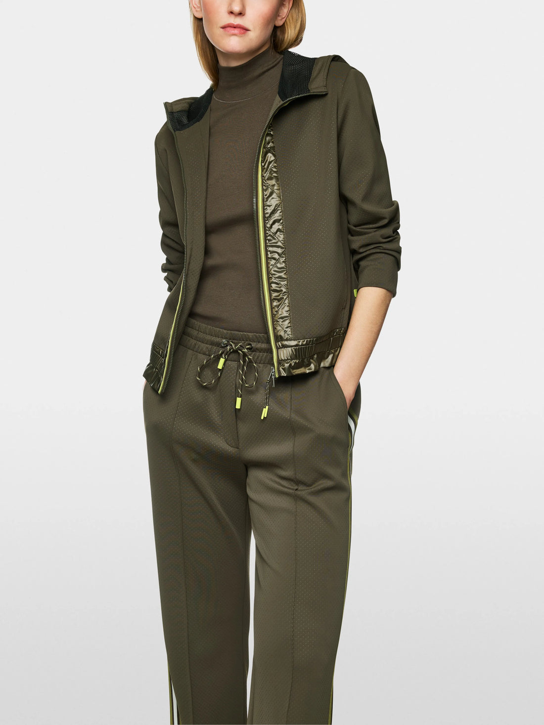 Marc Cain_Olive Drab_Sporty Jacket with Contrasting Stripes_ZS 31.08 J18_595_05