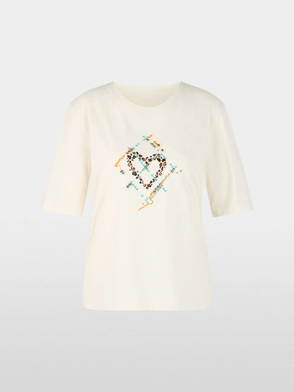 Marccain_Bright Ecru_Short-Sleeved T-Shirt with Pattern_ZS 48.49 J83_112_05