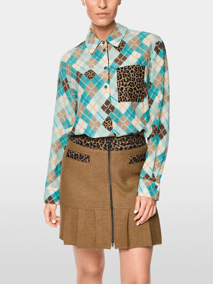 Marccain_Soft Teal_Viscose Blouse with Argyle Pattern_ZS 51.21 W35_507_04