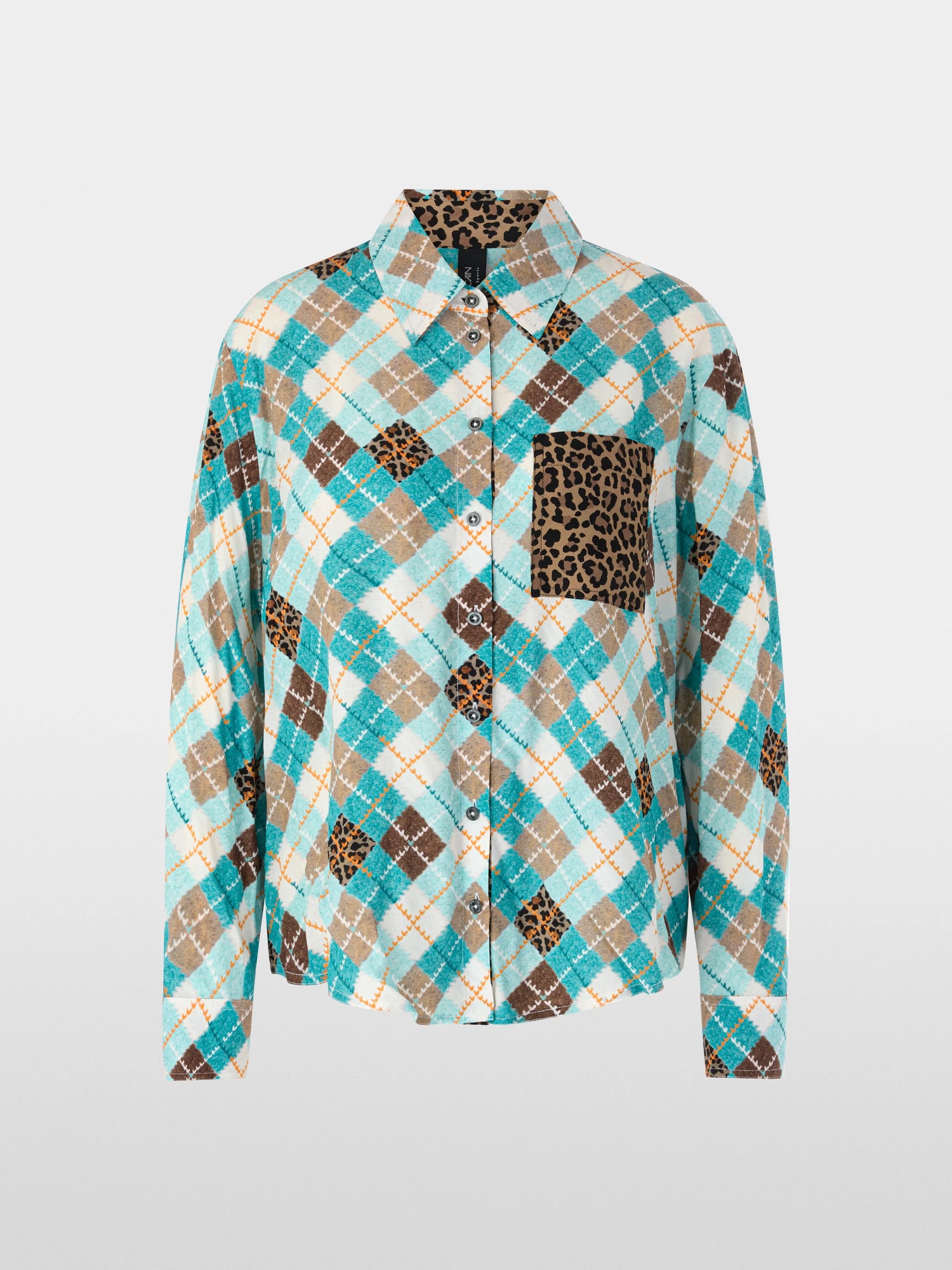 Marccain_Soft Teal_Viscose Blouse with Argyle Pattern_ZS 51.21 W35_507_05