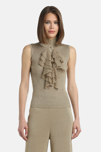 Luisa Spagnoli_Gold_Zuppa - Lurex Ribbed Knit Top_ZUPPA_0428_01